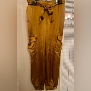 Silk Cargo Joggers in Gold Tone Size L